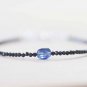 Black Spinel & Kyanite Round 2mm Faceted beads adjustable stacking bracelet | STK-1410