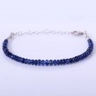 Ceylon Blue Sapphire Rondelle 4mm Smooth beads adjustable stacking bracelet | STK-1953