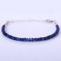 Ceylon Blue Sapphire Rondelle 4mm Smooth beads adjustable stacking bracelet | STK-1953
