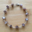 Chocolate Moonstone Rondelle 8mm Faceted beads adjustable stacking bracelet | STK-1981