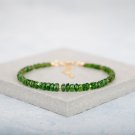 Chrome Diopside Rondelle 3.5-4mm Faceted beads adjustable stacking bracelet | STK-1990