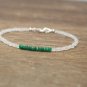 Emerald & Moonstone Rondelle 3mm Faceted beads adjustable stacking bracelet | STK-2542