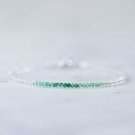 Emerald & Clear Quartz Round 2mm Faceted beads adjustable stacking bracelet | STK-2561