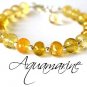 Heliodor Aquamarine Rondelle 6mm Faceted beads adjustable stacking bracelet | STK-3476
