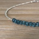 London Blue Topaz Rondelle 3.5mm Faceted beads adjustable stacking bracelet | STK-4485