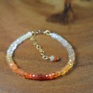 Mexican Fire Opal Rondelle 3.5mm Faceted beads adjustable stacking bracelet | STK-4574