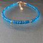 Neon Blue Apatite Rondelle 3-4mm Faceted beads adjustable stacking bracelet | STK-4973
