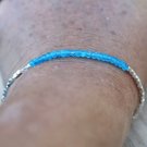 Neon Blue Apatite Rondelle 3.5mm Faceted beads adjustable stacking bracelet | STK-4987