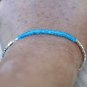 Neon Blue Apatite Rondelle 3.5mm Faceted beads adjustable stacking bracelet | STK-4987