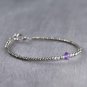 Pyrite With Amethyst Round 2-4mm Faceted beads adjustable stacking bracelet | STK-5172