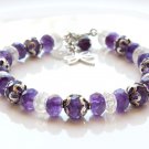 Amethyst & Crystal Quartz Mix 6mm Faceted beads adjustable stacking bracelet | STK-0399