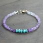 Amethyst & Turquoise Rondelle 4-4.5mm Mix beads adjustable stacking bracelet | STK-0466