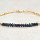 Black Ethiopian Opal Rondelle 3mm Faceted beads adjustable stacking bracelet | STK-1034
