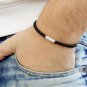 Black Onyx & White Agate Round 4mm Smooth beads adjustable stacking bracelet | STK-1154