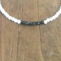Black Spinel & White Jade Round 3.5mm Mix beads adjustable stacking bracelet | STK-1375