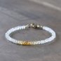 Citrine & White Topaz Round 3.5mm Faceted beads adjustable stacking bracelet | STK-2276