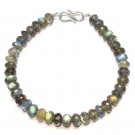 Coated Labradorite Rondelle 5-6mm Faceted beads adjustable stacking bracelet | STK-2304