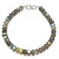 Coated Labradorite Rondelle 5-6mm Faceted beads adjustable stacking bracelet | STK-2304