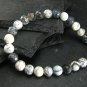Merlinite Moss Agate Rondelle 8mm Faceted beads adjustable stacking bracelet | STK-4568