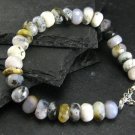 Merlinite Moss Agate Rondelle 8mm Faceted beads adjustable stacking bracelet | STK-4569