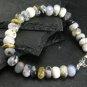 Merlinite Moss Agate Rondelle 8mm Faceted beads adjustable stacking bracelet | STK-4569