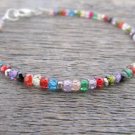 Multi Cubic Zirconia Rondelle 3mm Faceted beads adjustable stacking bracelet | STK-4717