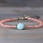 Sunstone With Amazonite Round 3mm Faceted beads adjustable stacking bracelet | STK-5493