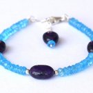 Amethyst & Blue Topaz Mix 2.5-10mm Faceted beads adjustable stacking bracelet | STK-0391