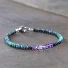 Amethyst & Chrysocolla Round 3.5mm Faceted beads adjustable stacking bracelet | STK-0395