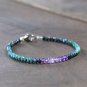 Amethyst & Chrysocolla Round 3.5mm Faceted beads adjustable stacking bracelet | STK-0395