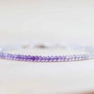 Amethyst & Moonstone Round 2-2.5mm Faceted beads adjustable stacking bracelet | STK-0429