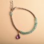 Apatite With Amethyst Rondelle 2mm Faceted beads adjustable stacking bracelet | STK-0665