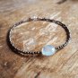 Aquamarine & Hematite Round 2-12mm Faceted beads adjustable stacking bracelet | STK-0917
