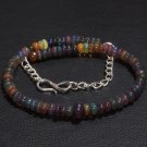 Black Ethiopian Opal Rondelle 3-5mm Smooth beads adjustable stacking bracelet | STK-1041