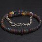 Black Ethiopian Opal Rondelle 3-5mm Smooth beads adjustable stacking bracelet | STK-1041