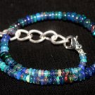 Black Ethiopian Opal Rondelle 3-4mm Smooth beads adjustable stacking bracelet | STK-1047