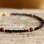 Black Onyx With Garnet Round 3-5mm Faceted beads adjustable stacking bracelet | STK-1157