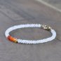 Carnelian & Moonstone Rondelle 3mm Faceted beads adjustable stacking bracelet | STK-1940