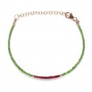 Chrome Diopside & Ruby Mix 2-2.5mm Faceted beads adjustable stacking bracelet | STK-2012