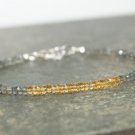 Citrine & Labradorite Rondelle 3mm Faceted beads adjustable stacking bracelet | STK-2240