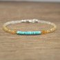 Citrine & Turquoise Rondelle 3-4mm Faceted beads adjustable stacking bracelet | STK-2250