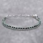 Emerald & Black Spinel Round 2-3mm Faceted beads adjustable stacking bracelet | STK-2535