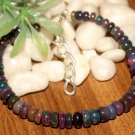 Ethiopian Black Opal Rondelle 4-6mm Smooth beads adjustable stacking bracelet | STK-2588