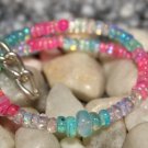 Ethiopian Multi Opal Rondelle 3-6mm Smooth beads adjustable stacking bracelet | STK-2617