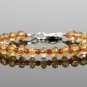 Golden Rutile & Carnelian Mix 3-6mm Smooth beads adjustable stacking bracelet | STK-3247