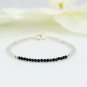 Labradolite & Black Onyx Round 3mm Faceted beads adjustable stacking bracelet | STK-3826