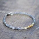 Labradorite & Citrine Rondelle 3mm Faceted beads adjustable stacking bracelet | STK-4079