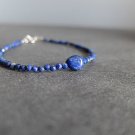 Lapis Lazuli Round & Tumble 3-12mm Faceted beads adjustable stacking bracelet | STK-4243