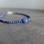 Lapis Lazuli Round & Tumble 3-12mm Faceted beads adjustable stacking bracelet | STK-4243