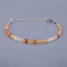 Mexican Fire Opal Rondelle 3-3.5mm Faceted beads adjustable stacking bracelet | STK-4579
